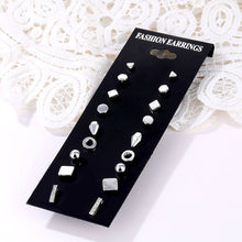 Load image into Gallery viewer, EN 12 Pairs Flower Women'S Earrings Set Pearl Crystal Stud Earrings Boho Geometric Tassel Earrings For Women 2020 Jewelry Gift
