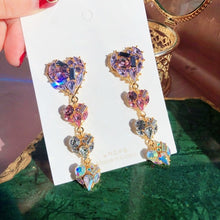 Load image into Gallery viewer, MENGJIQIAO New Korean Shiny Heart Crystal Drop Earrings For Women Fashion Shell Rhinestone Boucle D'oreille Party Jeweley Gift
