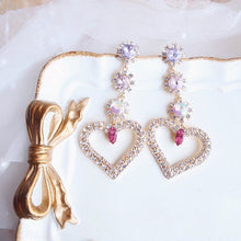 Load image into Gallery viewer, MENGJIQIAO New Korean Shiny Heart Crystal Drop Earrings For Women Fashion Shell Rhinestone Boucle D'oreille Party Jeweley Gift
