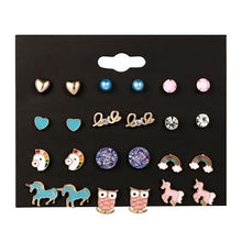 Load image into Gallery viewer, Luokey 2020 New Arrival Stud Earrings Set For Women Cute Rainbow Butterfly Flower Enamel Gold Stud Earrings Korean Charm Jewelry
