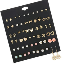 Load image into Gallery viewer, Luokey 2020 New Arrival Stud Earrings Set For Women Cute Rainbow Butterfly Flower Enamel Gold Stud Earrings Korean Charm Jewelry
