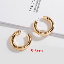 Load image into Gallery viewer, HUANZHI 2020 New Minimalist Gold Metal Large Small Circle Geometric Round C shape Hoop Earrings for Women Girls Jewelry
