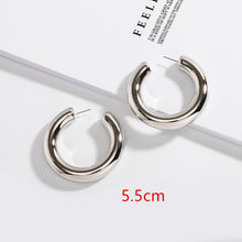 Load image into Gallery viewer, HUANZHI 2020 New Minimalist Gold Metal Large Small Circle Geometric Round C shape Hoop Earrings for Women Girls Jewelry
