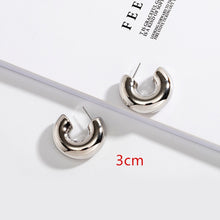 Load image into Gallery viewer, HUANZHI 2020 New Minimalist Gold Metal Large Small Circle Geometric Round C shape Hoop Earrings for Women Girls Jewelry
