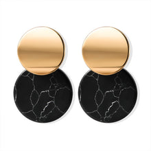 Load image into Gallery viewer, POXAM New Korean Statement Round Earrings For Women Geometric Gold Shell Fluff Dangle Drop Earrings Brincos 2020 Fashion Jewelry
