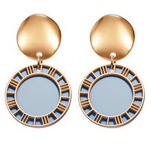 Load image into Gallery viewer, POXAM New Korean Statement Round Earrings For Women Geometric Gold Shell Fluff Dangle Drop Earrings Brincos 2020 Fashion Jewelry
