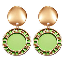 Load image into Gallery viewer, POXAM New Korean Statement Round Earrings For Women Geometric Gold Shell Fluff Dangle Drop Earrings Brincos 2020 Fashion Jewelry
