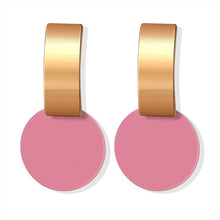 Load image into Gallery viewer, POXAM New Korean Statement Round Earrings For Women Geometric Gold Shell Fluff Dangle Drop Earrings Brincos 2020 Fashion Jewelry
