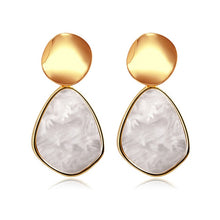 Load image into Gallery viewer, POXAM New Korean Statement Round Earrings For Women Geometric Gold Shell Fluff Dangle Drop Earrings Brincos 2020 Fashion Jewelry
