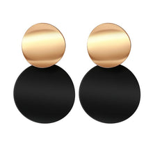 Load image into Gallery viewer, POXAM New Korean Statement Round Earrings For Women Geometric Gold Shell Fluff Dangle Drop Earrings Brincos 2020 Fashion Jewelry
