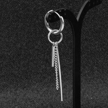 Load image into Gallery viewer, SOHOT Hot Dangle Long Tassel Unisex Hoop Earrings Punk Metal Jewelry Brincos Silver Color Star Cross Pendant Exaggerate Design
