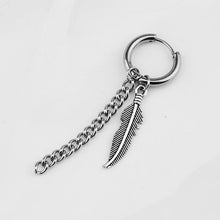 Load image into Gallery viewer, SOHOT Hot Dangle Long Tassel Unisex Hoop Earrings Punk Metal Jewelry Brincos Silver Color Star Cross Pendant Exaggerate Design

