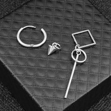 Load image into Gallery viewer, SOHOT Hot Dangle Long Tassel Unisex Hoop Earrings Punk Metal Jewelry Brincos Silver Color Star Cross Pendant Exaggerate Design
