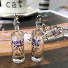 Load image into Gallery viewer, Creative Cool Vodka Bottle Drop Earrings for Women Girl 2019 Funny Drinking Style Cartoon Transparent Bottle Dangle Earrings
