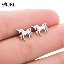 Load image into Gallery viewer, SMJEL Stainless Steel Ballet Stud Earrings for Women Girls Fashion Flower Heart Bird Small Earings Jewelry Pendientes Gifts
