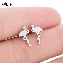 Load image into Gallery viewer, SMJEL Stainless Steel Ballet Stud Earrings for Women Girls Fashion Flower Heart Bird Small Earings Jewelry Pendientes Gifts
