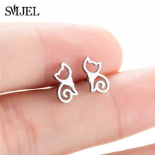 Load image into Gallery viewer, SMJEL Stainless Steel Ballet Stud Earrings for Women Girls Fashion Flower Heart Bird Small Earings Jewelry Pendientes Gifts
