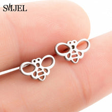 Load image into Gallery viewer, SMJEL Stainless Steel Ballet Stud Earrings for Women Girls Fashion Flower Heart Bird Small Earings Jewelry Pendientes Gifts
