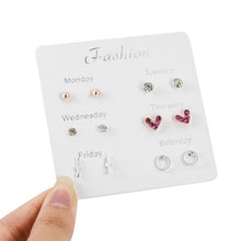 Load image into Gallery viewer, Luokey City 2020 Fashion Korean Stud Earrings For Women New Small Heart Moon Star Pearl Earrings Set Wedding Jewelry Accessories
