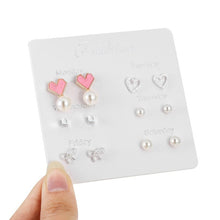 Load image into Gallery viewer, Luokey City 2020 Fashion Korean Stud Earrings For Women New Small Heart Moon Star Pearl Earrings Set Wedding Jewelry Accessories
