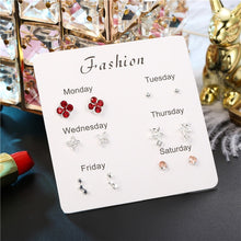 Load image into Gallery viewer, Luokey City 2020 Fashion Korean Stud Earrings For Women New Small Heart Moon Star Pearl Earrings Set Wedding Jewelry Accessories

