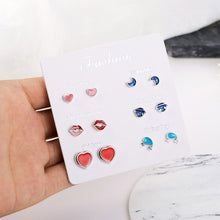 Load image into Gallery viewer, Luokey City 2020 Fashion Korean Stud Earrings For Women New Small Heart Moon Star Pearl Earrings Set Wedding Jewelry Accessories
