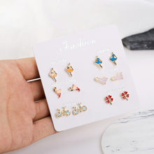 Load image into Gallery viewer, Luokey City 2020 Fashion Korean Stud Earrings For Women New Small Heart Moon Star Pearl Earrings Set Wedding Jewelry Accessories

