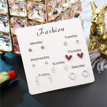 Load image into Gallery viewer, Luokey City 2020 Fashion Korean Stud Earrings For Women New Small Heart Moon Star Pearl Earrings Set Wedding Jewelry Accessories
