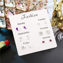 Load image into Gallery viewer, Luokey City 2020 Fashion Korean Stud Earrings For Women New Small Heart Moon Star Pearl Earrings Set Wedding Jewelry Accessories
