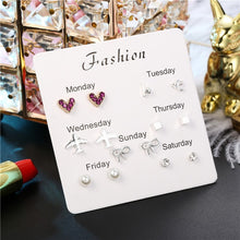 Load image into Gallery viewer, Luokey City 2020 Fashion Korean Stud Earrings For Women New Small Heart Moon Star Pearl Earrings Set Wedding Jewelry Accessories
