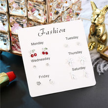 Load image into Gallery viewer, Luokey City 2020 Fashion Korean Stud Earrings For Women New Small Heart Moon Star Pearl Earrings Set Wedding Jewelry Accessories
