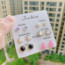 Load image into Gallery viewer, Luokey City 2020 Fashion Korean Stud Earrings For Women New Small Heart Moon Star Pearl Earrings Set Wedding Jewelry Accessories
