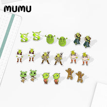 Load image into Gallery viewer, 2020 New Shrek Stud Earring Cartoon Shrek Acrylic Earring Epoxy Resin Handcraft Jewelry Fashion Earrings
