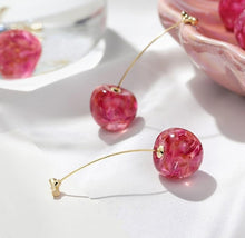 Load image into Gallery viewer, 2020 New Arrival Dominated Acrylic fashion Geometric fine Women Drop Earrings contracted sweet cherry modelling long earrings
