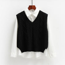 Load image into Gallery viewer, Vest Women Solid Short Loose Trendy Korean Style Sleeveless Knitted V-Neck All-match Female Coats Simple Leisure Outwear Chic
