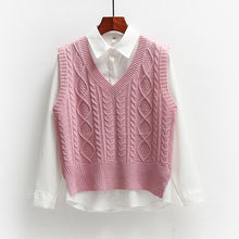 Load image into Gallery viewer, Vest Women Solid Short Loose Trendy Korean Style Sleeveless Knitted V-Neck All-match Female Coats Simple Leisure Outwear Chic
