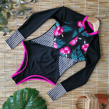 Load image into Gallery viewer, Long Sleeve Bikini Floral Printed One Piece Swimsuit Women Swimwear Monokini Female Bathing Suit Surfing Bodysuit Swim Wear
