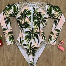 Load image into Gallery viewer, Long Sleeve Bikini Floral Printed One Piece Swimsuit Women Swimwear Monokini Female Bathing Suit Surfing Bodysuit Swim Wear
