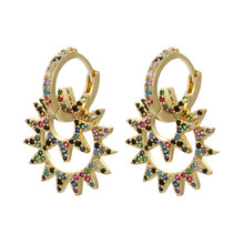 Load image into Gallery viewer, ZHUKOU 21x37mm high quality explosion small sun earrings crystal brass earrings for women&amp; girls jewelry decoration model: VE75
