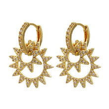 Load image into Gallery viewer, ZHUKOU 21x37mm high quality explosion small sun earrings crystal brass earrings for women&amp; girls jewelry decoration model: VE75
