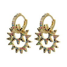 Load image into Gallery viewer, ZHUKOU 21x37mm high quality explosion small sun earrings crystal brass earrings for women&amp; girls jewelry decoration model: VE75
