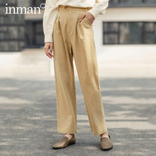 Load image into Gallery viewer, INMAN 2020 Spring New Arrival Literary Retro Style Khaki High Waist Loose Style Women Comfortable Pnat
