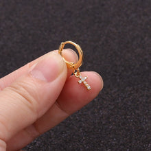 Load image into Gallery viewer, 1PC Ear Piercing Jewelry Cross Star Love Heart 20G Gold Hoop With Cz Pendant Cartilage Helix Rook Earring
