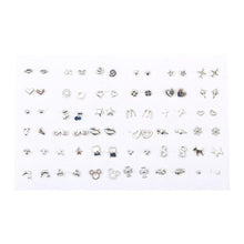 Load image into Gallery viewer, 36Pairs Earrings Mixed Styles Crystal Rhinestone Sun Flower Geometric Animal Plastic Stud Earrings Set For Women Girls Jewelry

