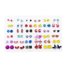 Load image into Gallery viewer, 36Pairs Earrings Mixed Styles Crystal Rhinestone Sun Flower Geometric Animal Plastic Stud Earrings Set For Women Girls Jewelry
