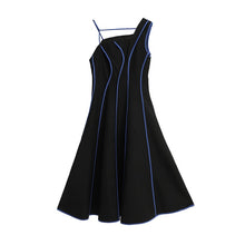 Load image into Gallery viewer, [EAM] Women Black Striped Irregular Dress New Asymmetrical Collar Sleeveless Loose Fit Fashion Tide Spring Summer 2020 1U612
