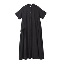 Load image into Gallery viewer, [EAM] Women Green Brief Long Temperament Dress New Stand Collar Short Sleeve Loose Fit Fashion Tide Spring Summer 2020 1W09101
