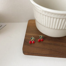 Load image into Gallery viewer, AOMU 2020 New Japan Korean Cherry Fruit Shaped Drop Earrings For Women Sweet Girls Cute Brincos Line Pendientes Jewelry Gifts
