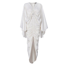 Load image into Gallery viewer, [EAM] Women White Pleated Irreugular Hollow Out Dress New V-Neck Long Sleeve Loose Fit Fashion Tide Spring Summer 2020 1W851
