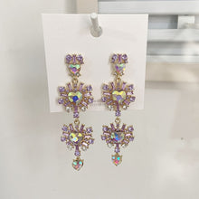 Load image into Gallery viewer, MENGJIQIAO New Korean Shiny Heart Crystal Drop Earrings For Women Fashion Shell Rhinestone Boucle D'oreille Party Jeweley Gift
